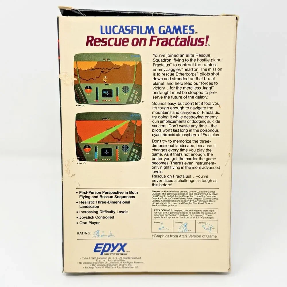 Lucasfilm Games Rescue on Fractalus Commodore 64 C64 Epyx Big Box Disk Manual